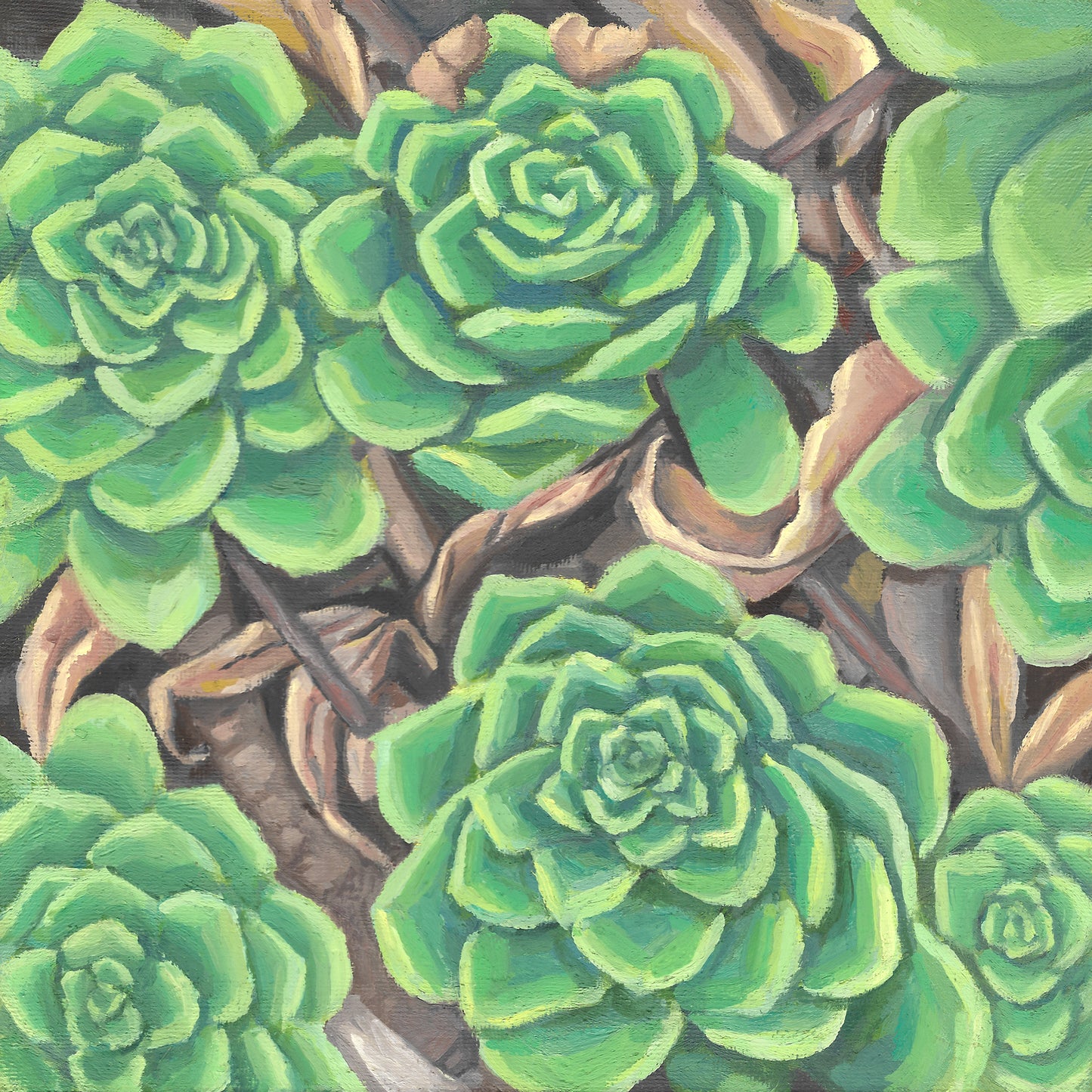 Green Succulents Painting